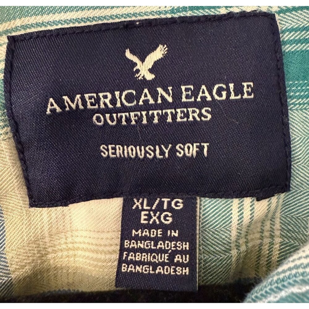American Eagle Seriously Soft Mens Plaid Western PearlSnap Shirt XL Cowboy Rodeo - Picture 5 of 5